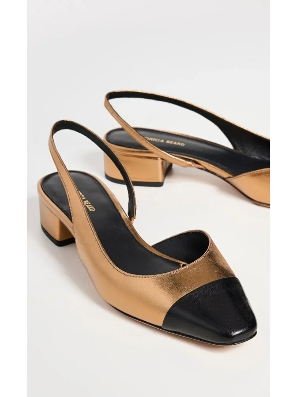 Veronica Beard 'Cecile' Leather Slingback Shoes, Metallic Dark Gold/Black
